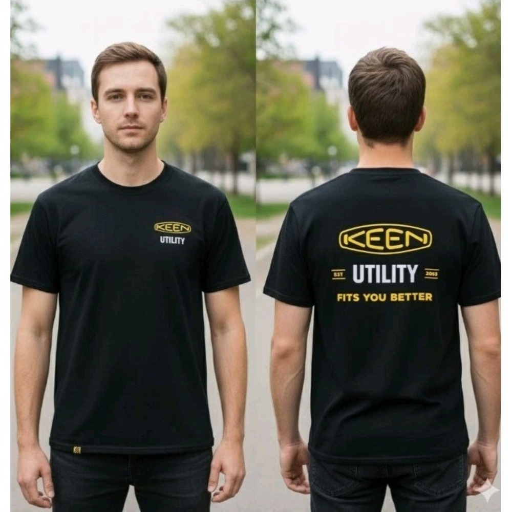 Keen Utility Shirt Mens Large‎ Cotton Black Yellow Logo 'Fits You Better' Tee